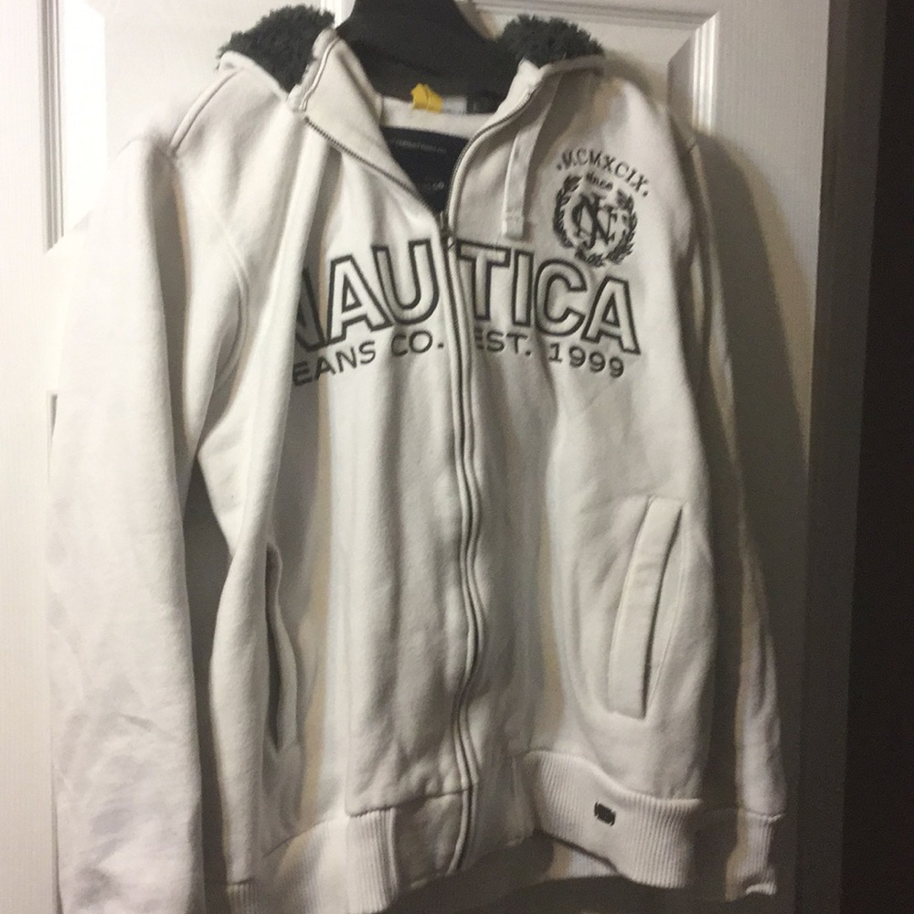 L unisex nautica Jeans co. Hoodie with fuzzy hood
